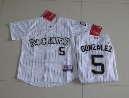 Rockies #5 Carlos Gonzalez White Cool Base Stitched Youth MLB Jersey - Click Image to Close